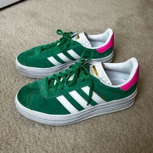 Adidas Gazelle Bold Green Lucid Pink women’s 8